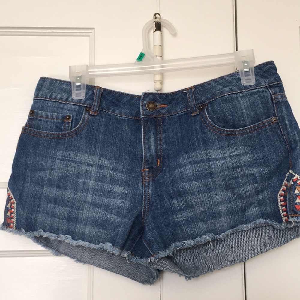 Embroidered Jean Shorts